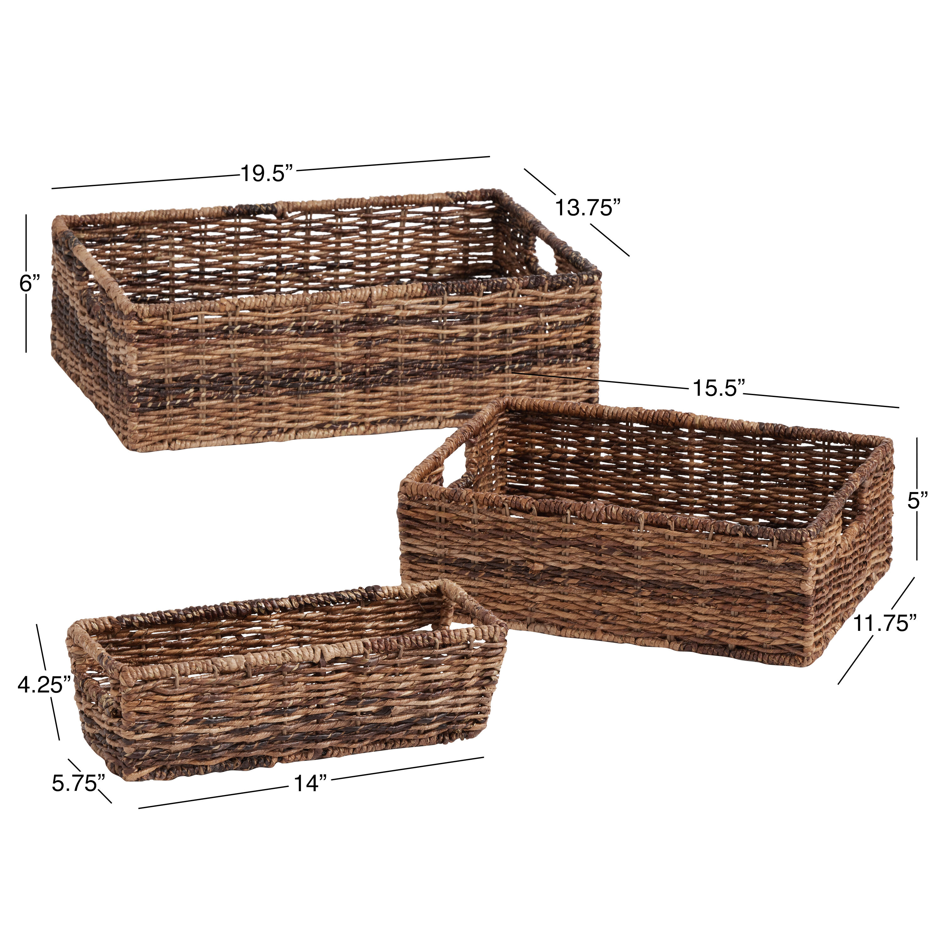 Madras Low Dark Brown Abaca Utility Basket - World Market