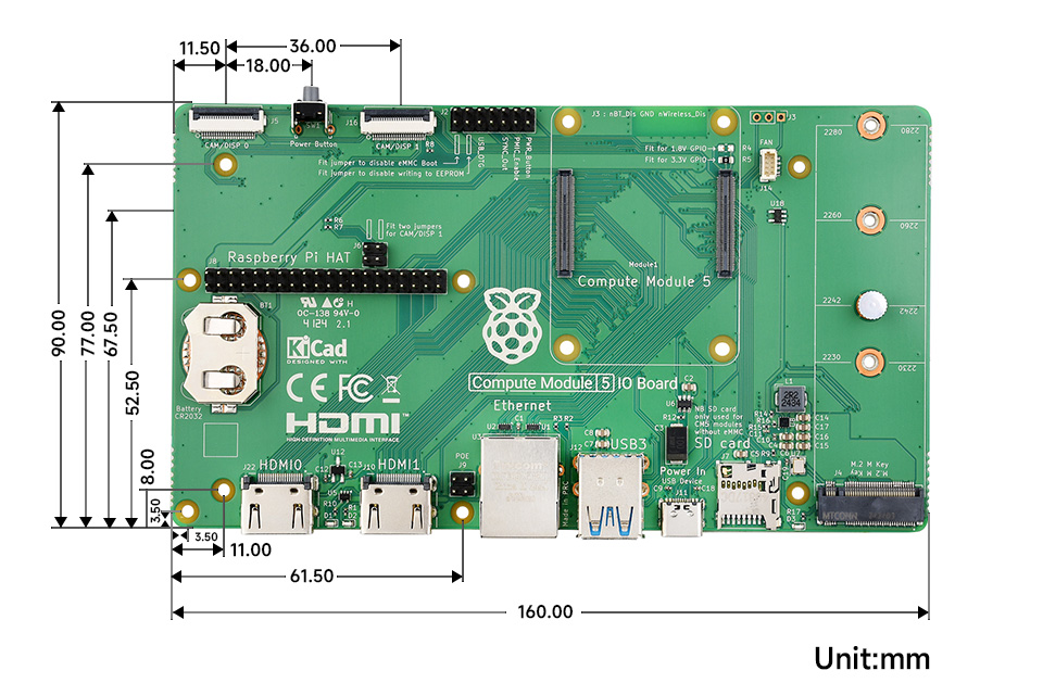 Official Raspberry Pi Compute Module 5 IO Board, A Development