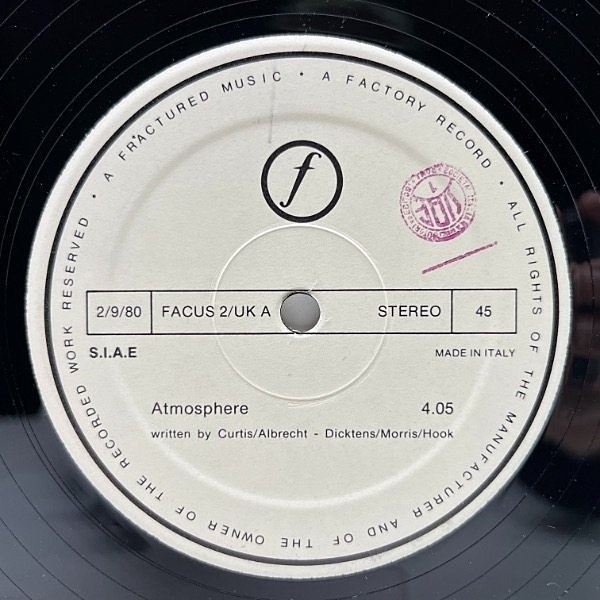 Joy Division Atmosphere 1979 レコード 12インチ Joy Division
