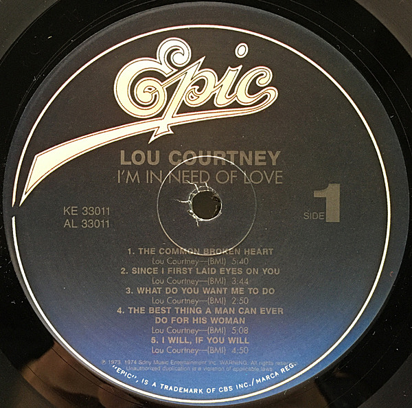 LOU COURTNEY / I'm In Need Of Love (LP) / Epic | WAXPEND RECORDS