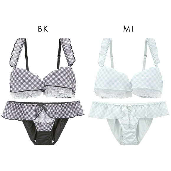 ピュアシェリ ギンガムチェックシフォンフリル ブラセット ABCD 盛り