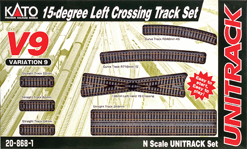 Kato - Unitrack V9 Set - 15-Degree Left Crossing Track Set - 381