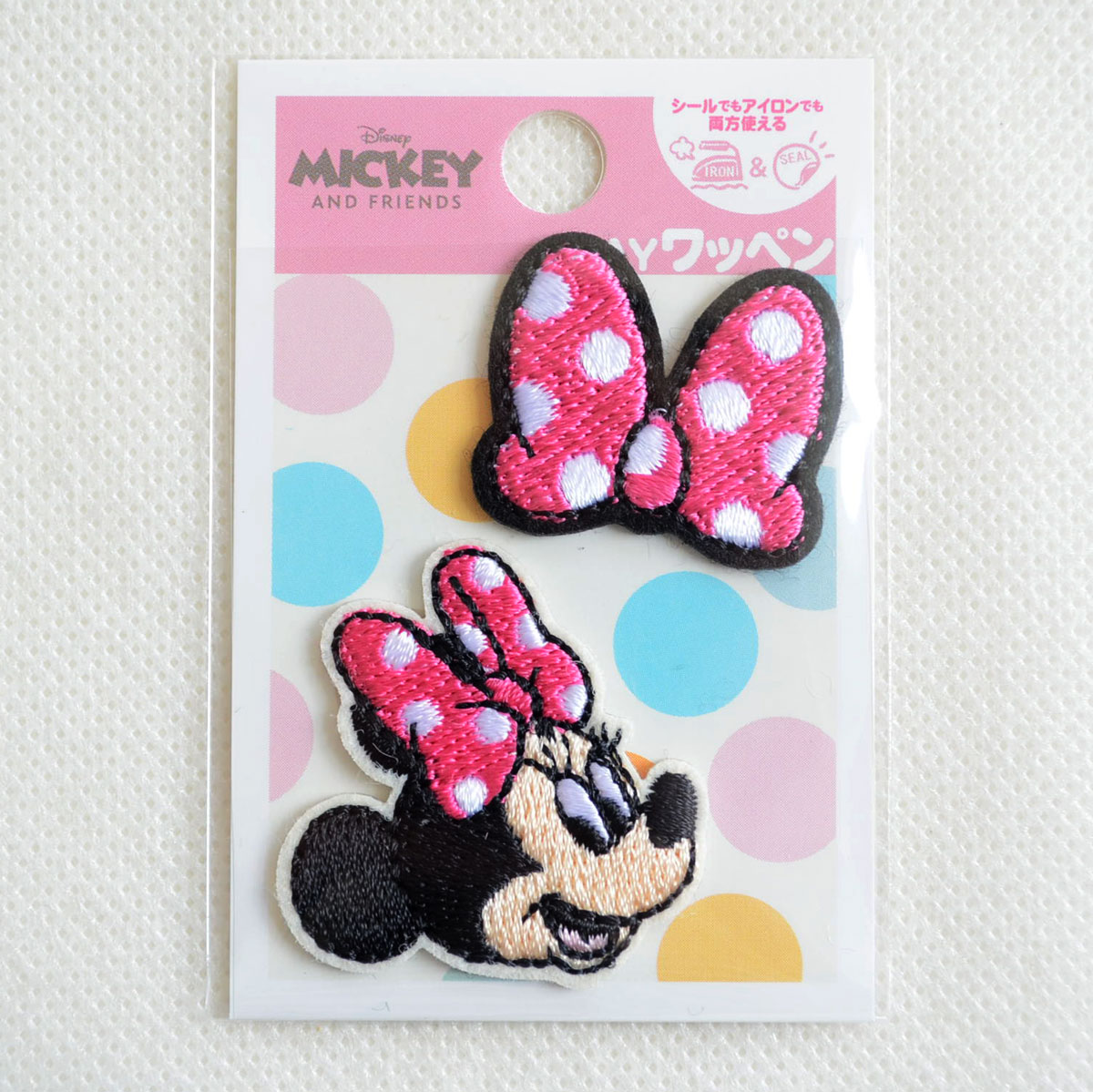 ワッペン アイロン ディズニー ミニーマウス フェイス & リボン ミニ