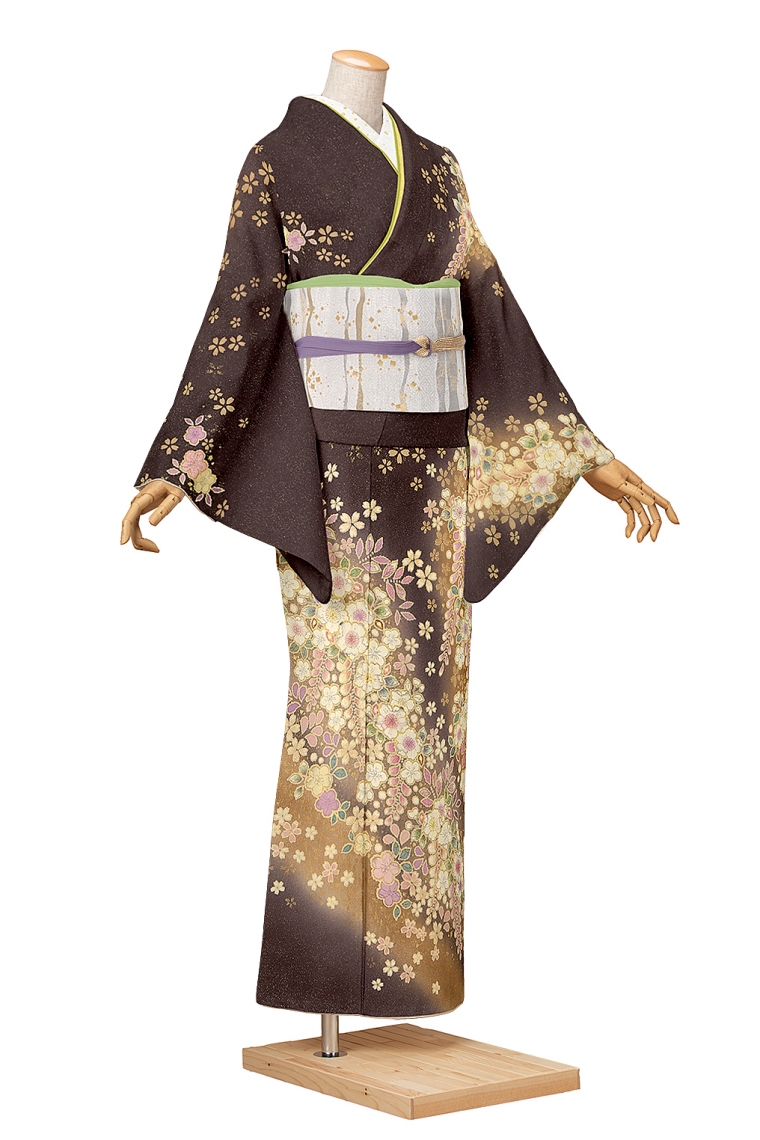 訪問着レンタル 訪問着Sサイズ 十日町友禅：桐屋 夢幻辻が花 濃茶