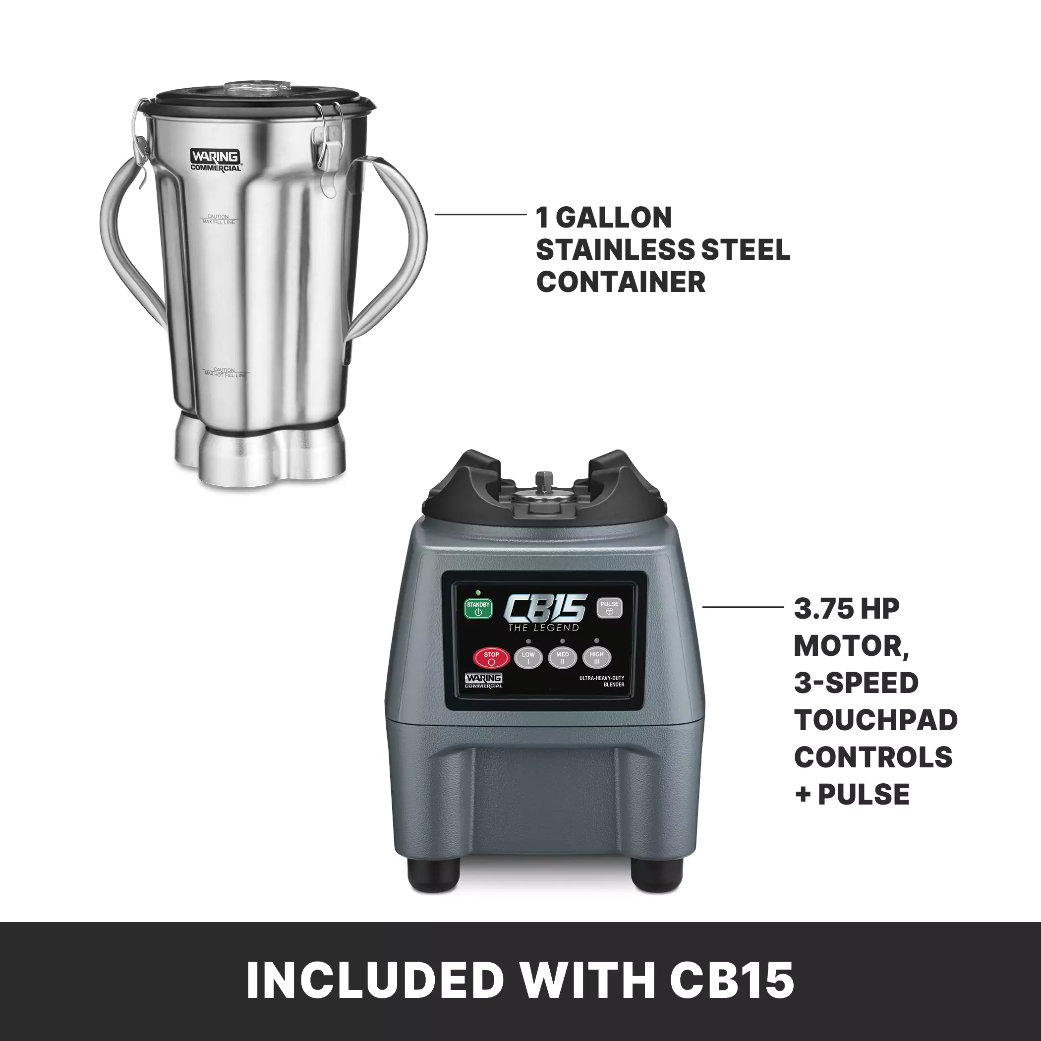 1-GL Food Blender | Electric Keypad, 3.75 HP | Waring