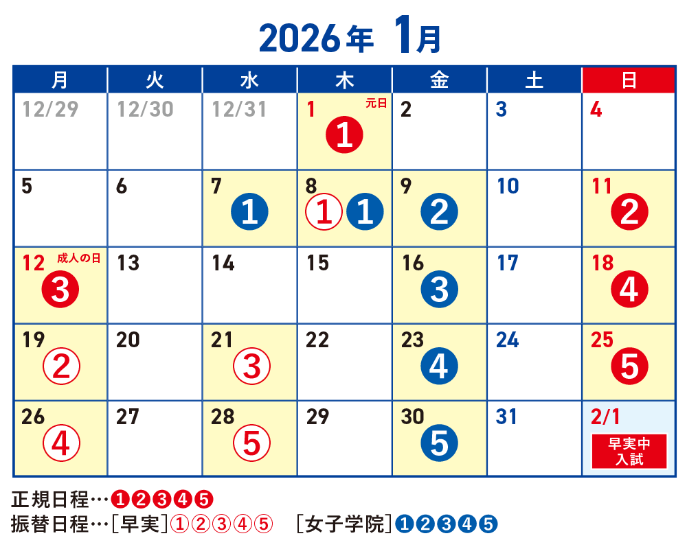 NN志望校別コース（後期） 早実クラス 小6 | オプションコース・講座