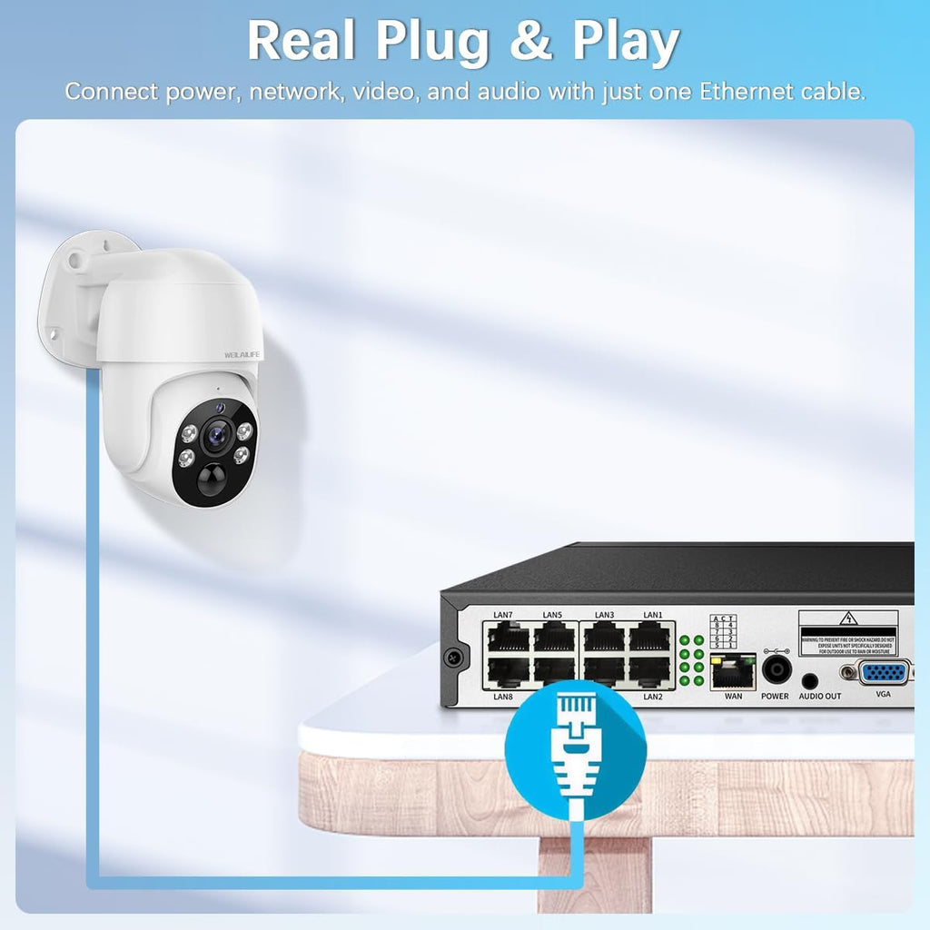 4K 8MP PoE IP Security Camera, Wired Outdoor & Indoor Security