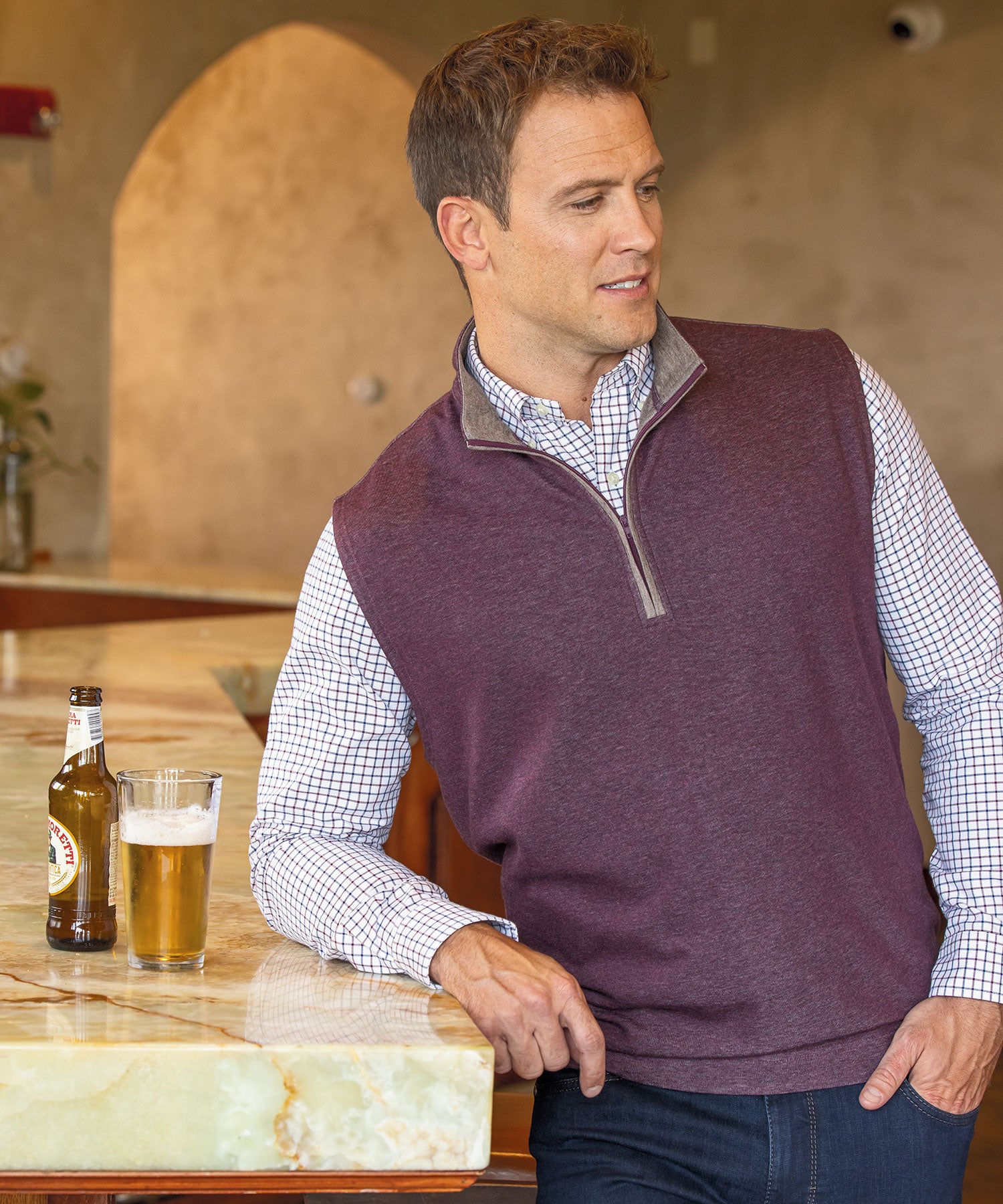 Westport Lifestyle Big & Tall Melange Quarter-Zip Vest | Westport