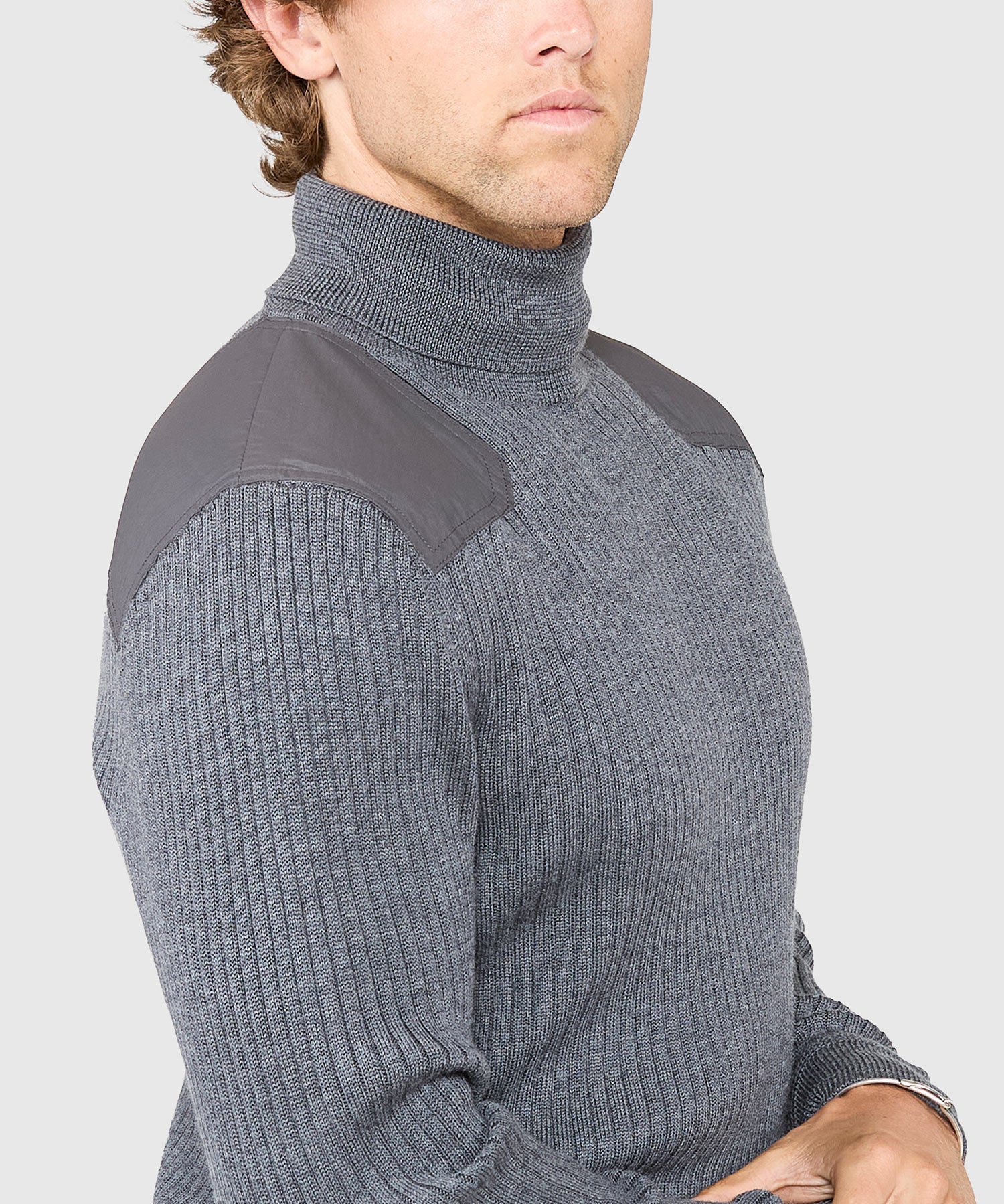 Westport Black Big & Tall Ribbed Military Merino Turtleneck