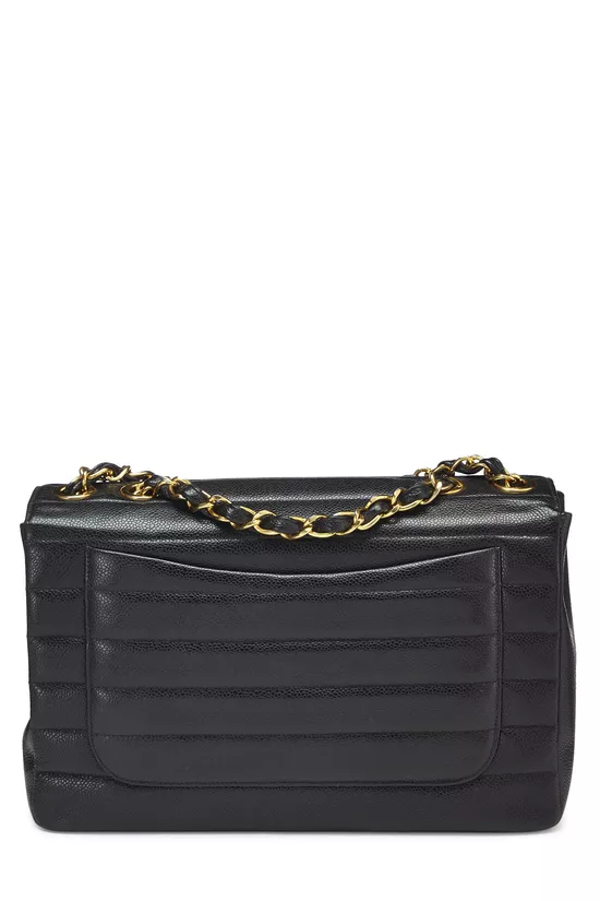 Pre-Owned Black Horizontal Caviar Half Flap Jumbo Q6BGUC0FK4001