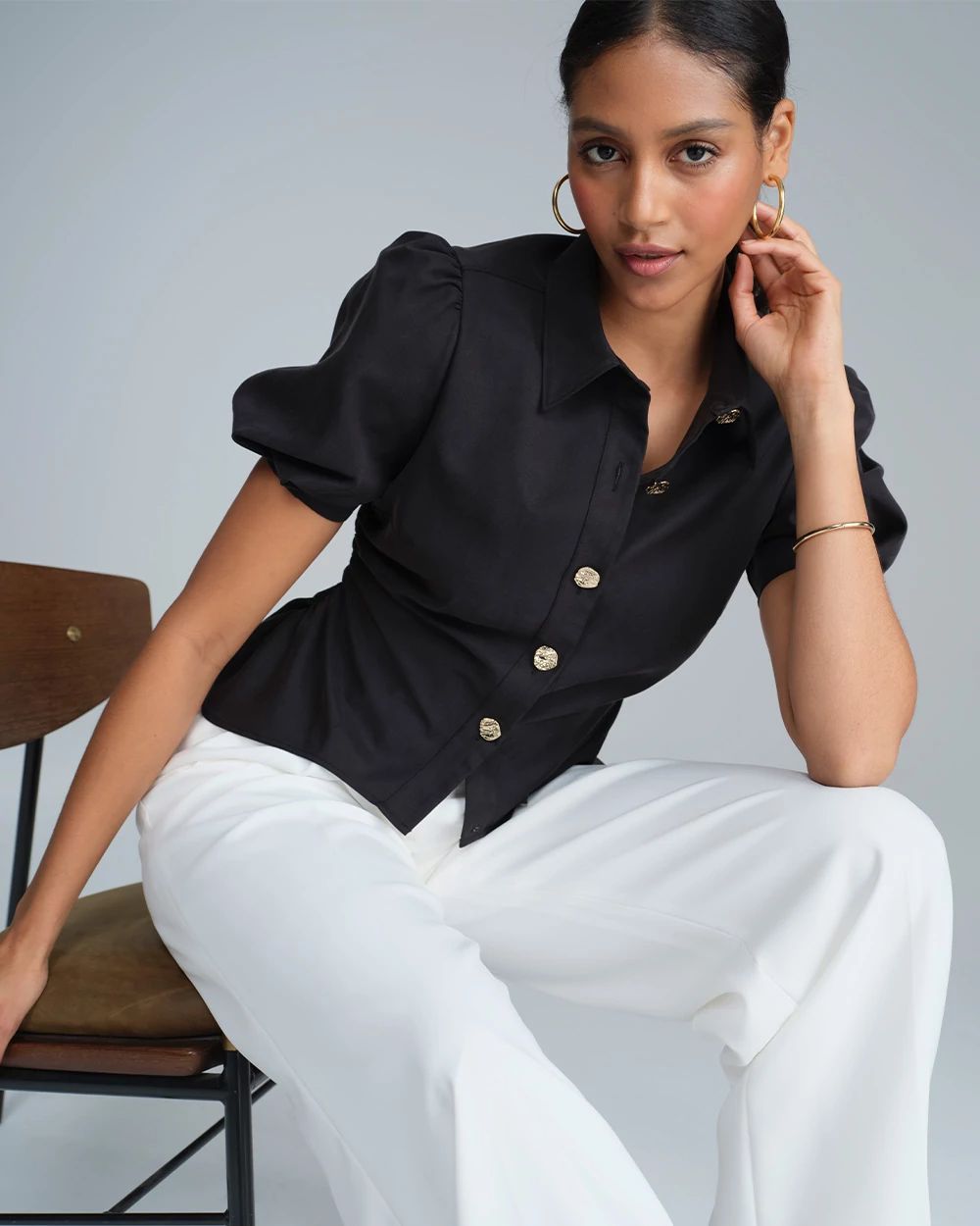 One-Shoulder Satin Blouse | White House Black Market