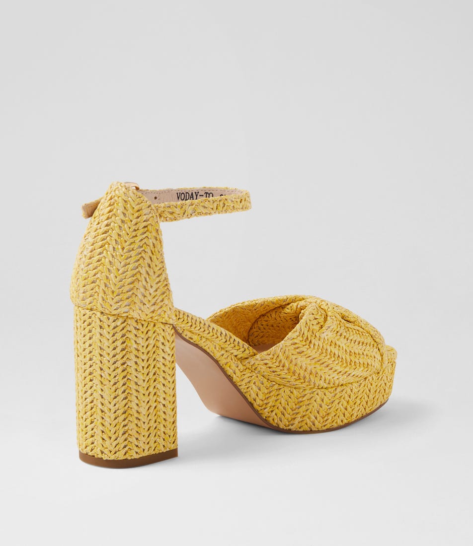Voday Yellow Synthetic Raffia Sandals | Shop Online at Williams