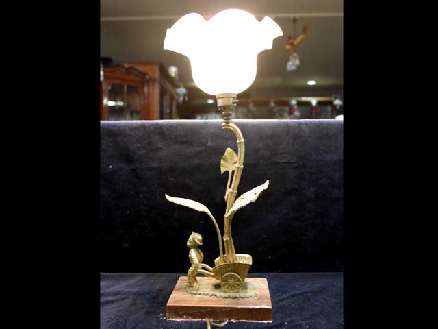 ランプ天使アンティーク風照明ランプスタンドエンジェルイエロー付箋