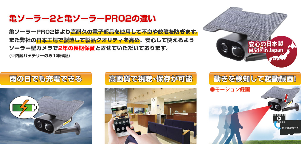 ソーラー防犯カメラ 亀ソーラーPRO2 WIFI 屋外 WTW-IPWS1123HB 【WTW