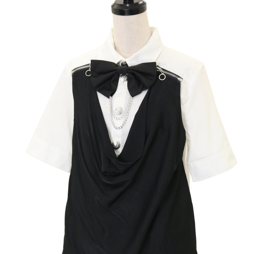 USED】リボンタイ付きレイヤード風ブラウス | ALGONQUINS Wunderwelt