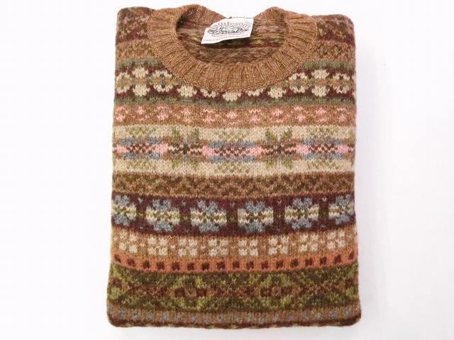 ジャミーソンズ フェアアイルクルーセーター ブラウン