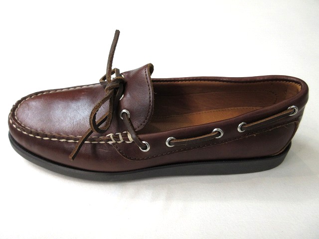 QUODDY TRAIL MOCCASIN CANOE SHOE BROWN LEATHER - EVERGREEN
