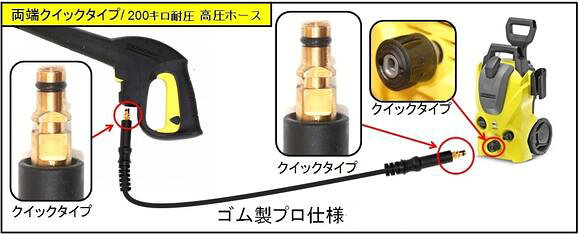 ケルヒャー互換 軽量グレー高圧ホース スイベル付 交換用（両端