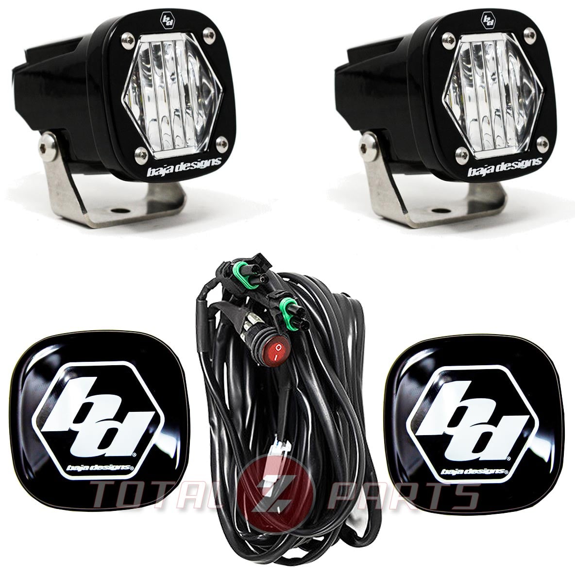 Baja Designs® S1 LED Lights Pair Clear Wide Cornering, Rock Guards