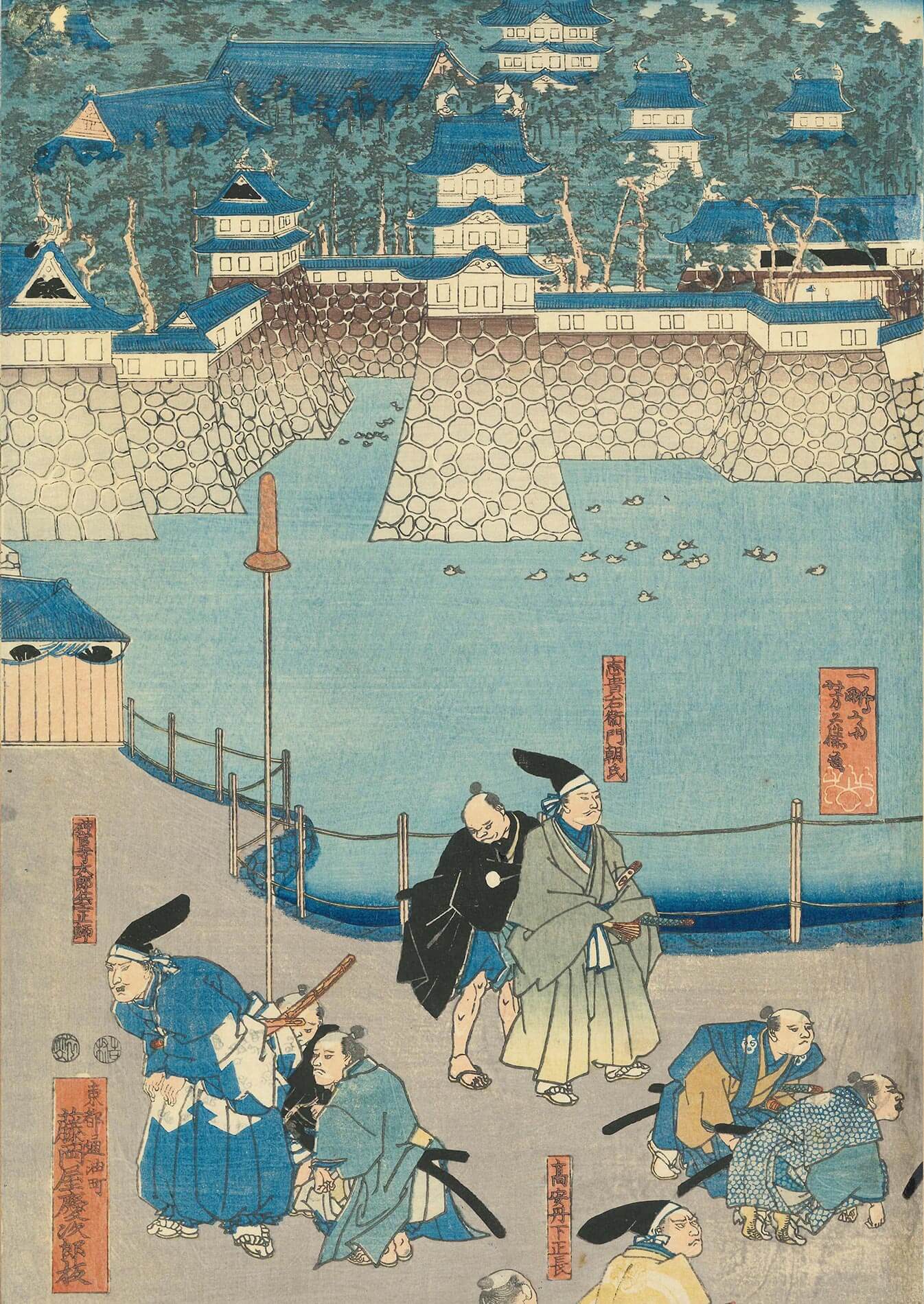 歌川芳藤 作 「元弘年中楠正成北条が八十万の大軍を防んと千破の城へ楯