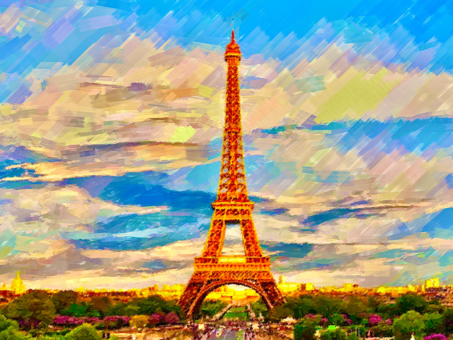 水野一好の10号の油絵「パリ風景」です。 パリの噴水 油絵 : 油絵