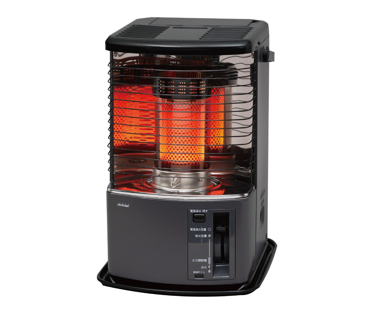 石油ストーブの新色登場。グレージュ、グレー、ホワイト、ブラックの4