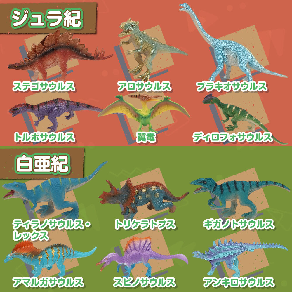 ジュラ紀 vs 白亜紀 フィギュア12体セット トイザらス限定 恐竜 3歳 4