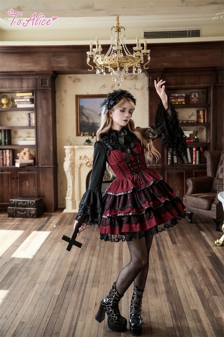 Black Shamrock】F264 パンクゴシックコルセット風ドレス - To Alice
