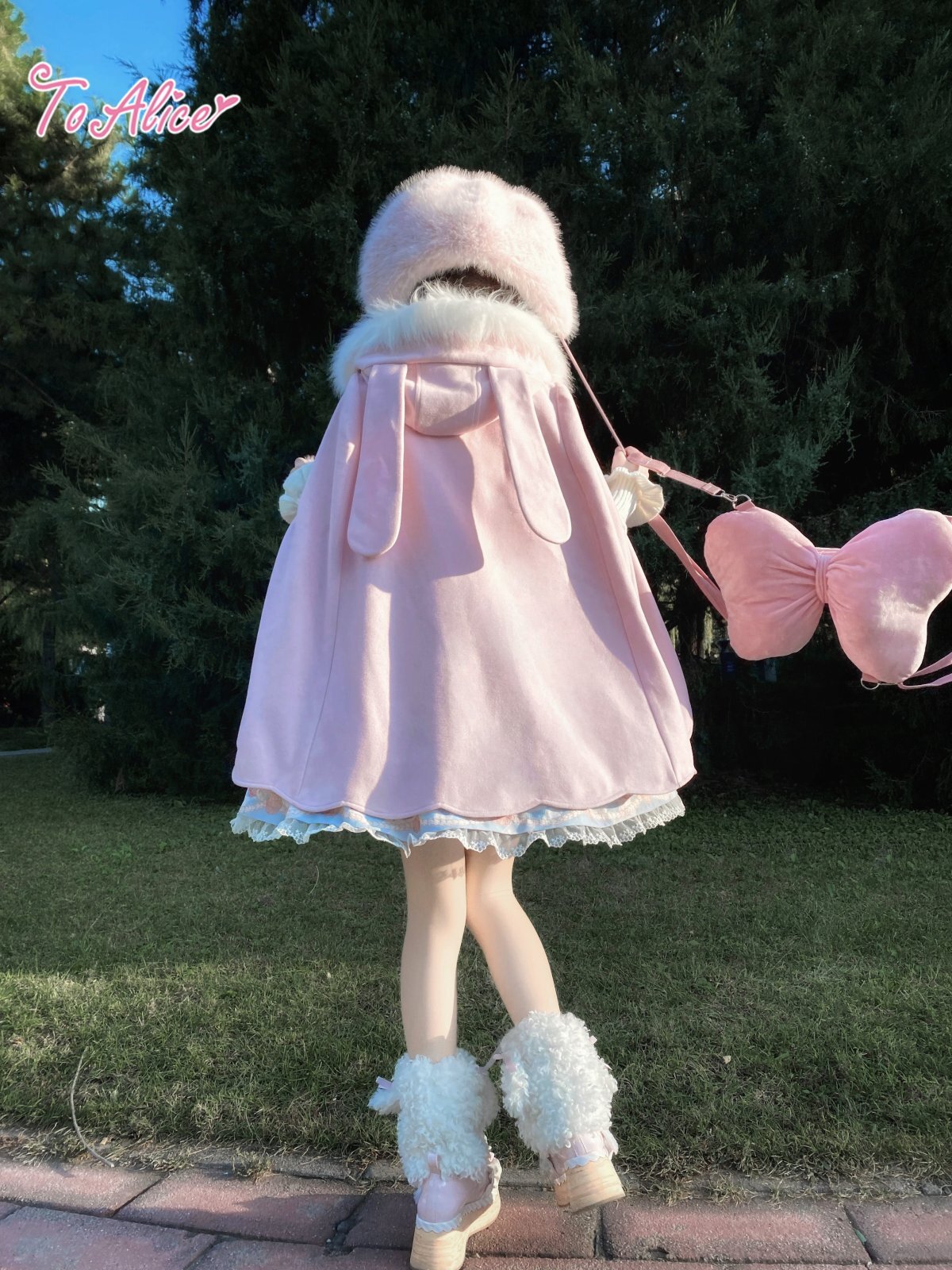 Last one】【ToAlice】C8589ふわふわラビットマントコート(中綿入り