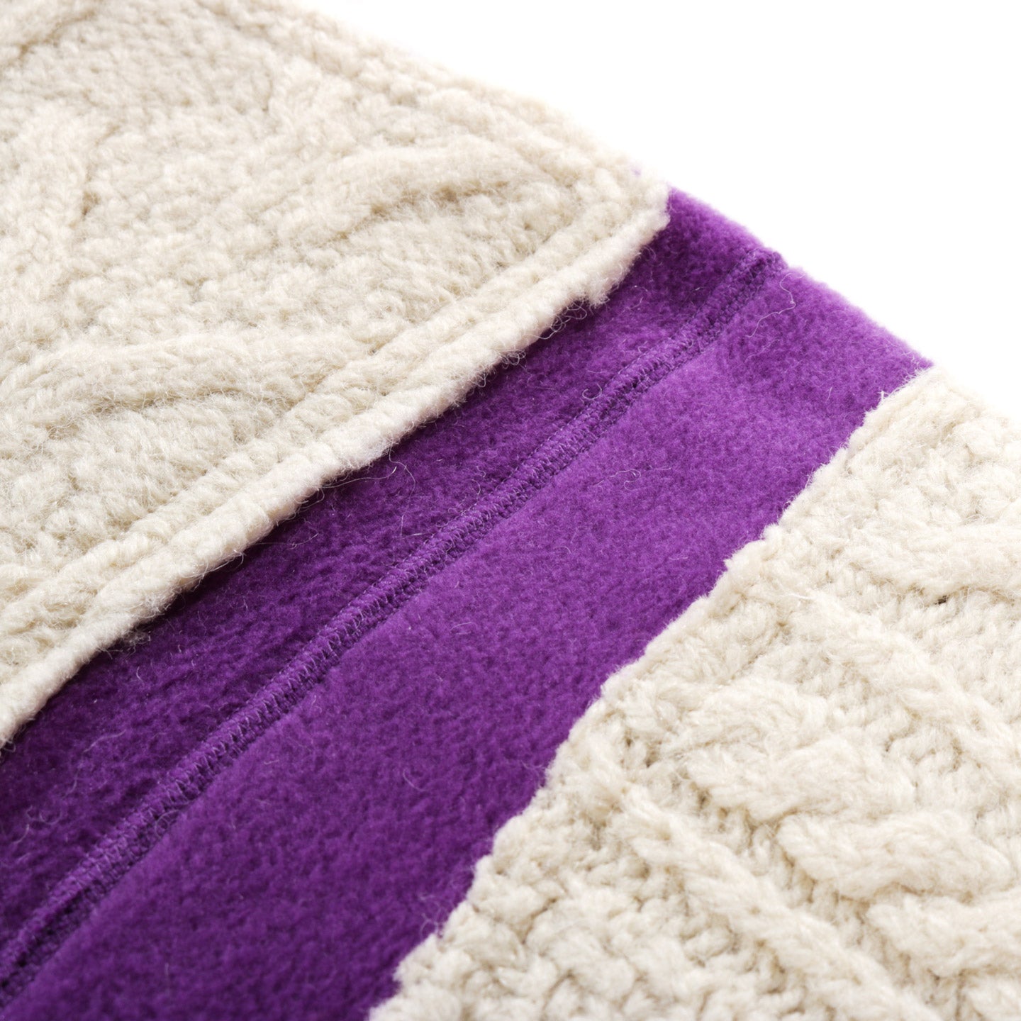 REBUILD BY NEEDLES FISHERMAN SWEATER NATURAL / PURPLE - L (A