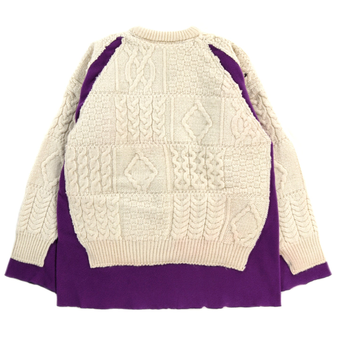 REBUILD BY NEEDLES FISHERMAN SWEATER NATURAL / PURPLE - S (B