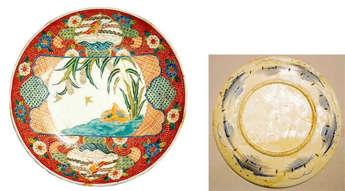 伊万里金襴手馬図変形皿 江戸 古伊万里 金直し R0917w1ダH 伊万里金襴