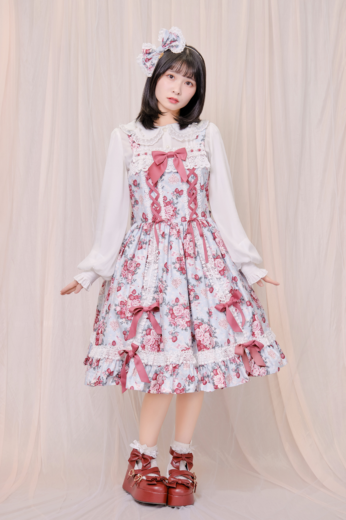 シュガーブーケ～永遠の乙女の憧れ～柄ジャンパースカートIV＆リボン