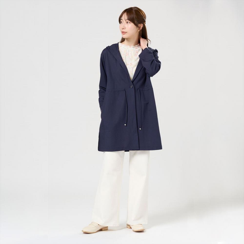 アウター ピケフードモッズコート ネイビー レディース(M ネイビー