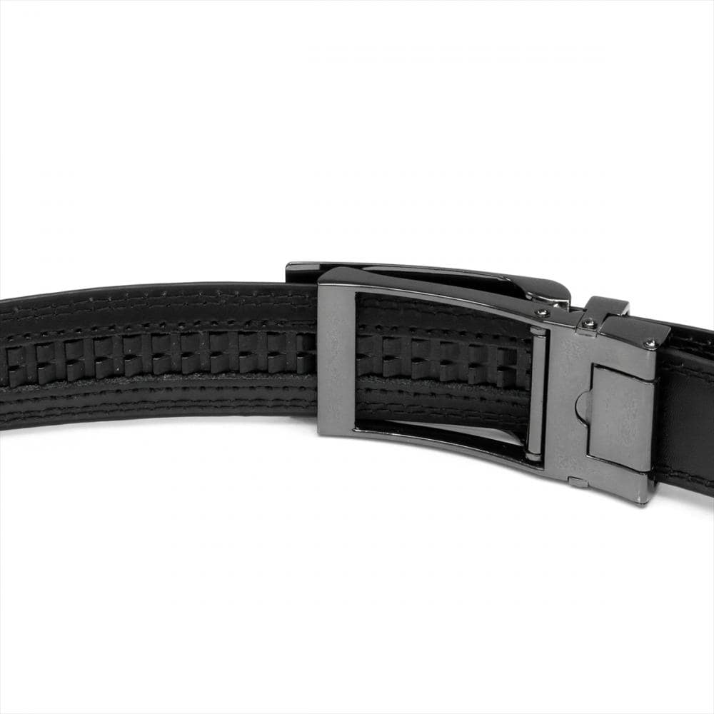 ベルト 牛革 リールロック式 サイズ調節可能 ブラック系 95cm メンズ