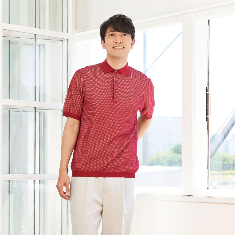 ポロシャツ ニットポロ レギュラー 半袖 メンズ(S レッド): 東京シャツ