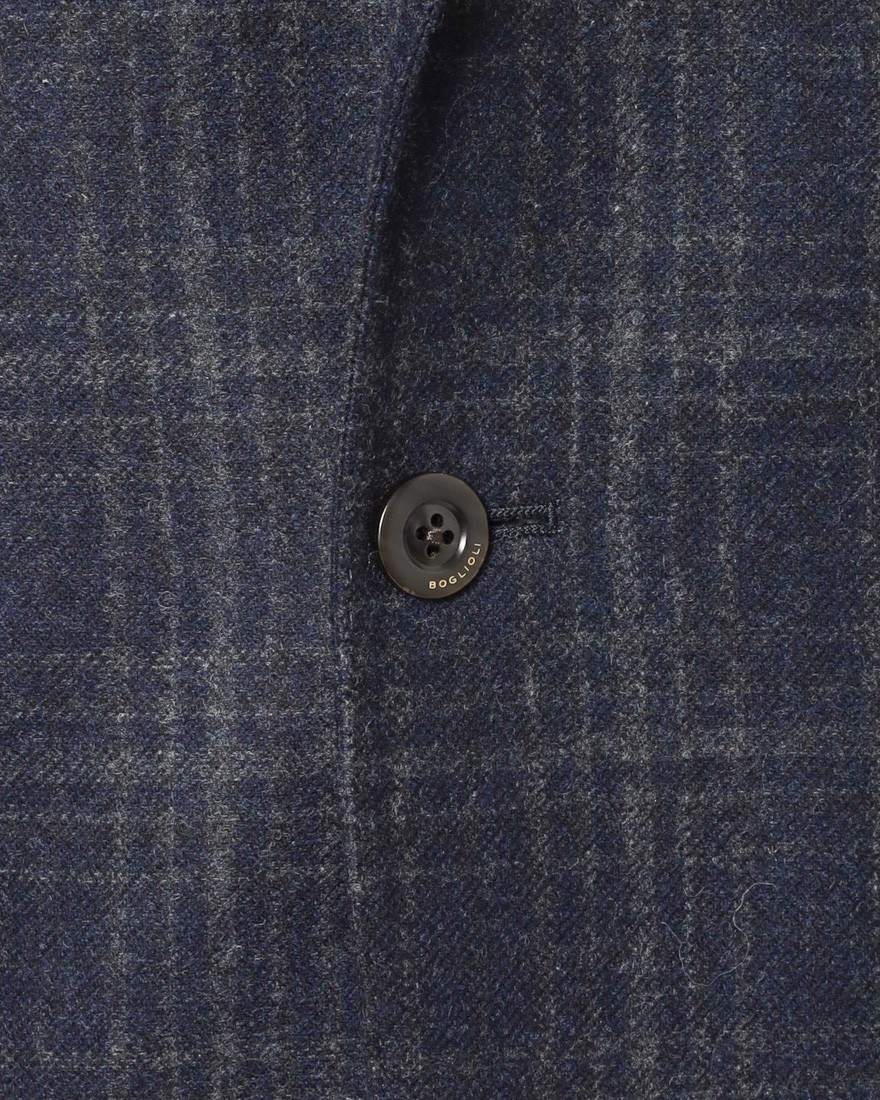 ネイビーチェックウール 3Bジャケット【DOVER/ドーヴァー】｜BOGLIOLI