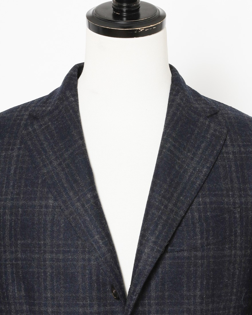 ネイビーチェックウール 3Bジャケット【DOVER/ドーヴァー】｜BOGLIOLI