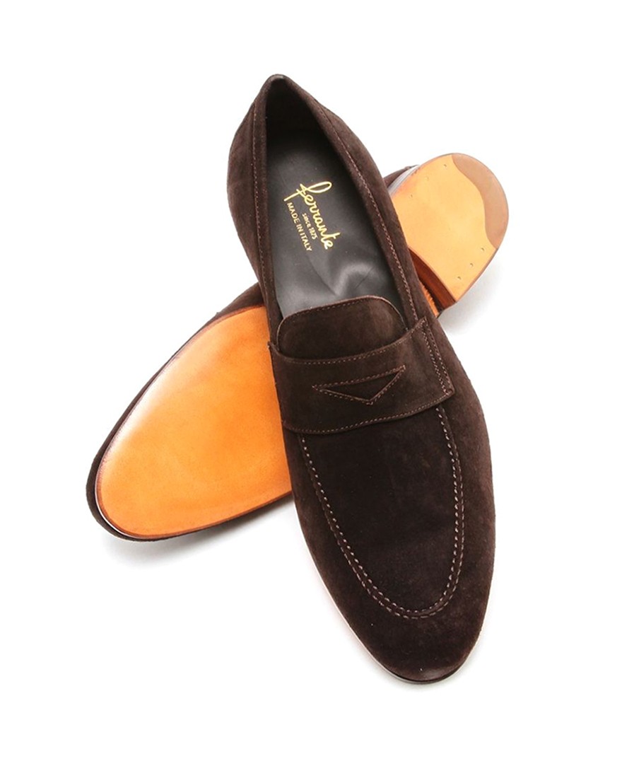 スエード コインローファー【ISEO/レザーソール】｜FERRANTE