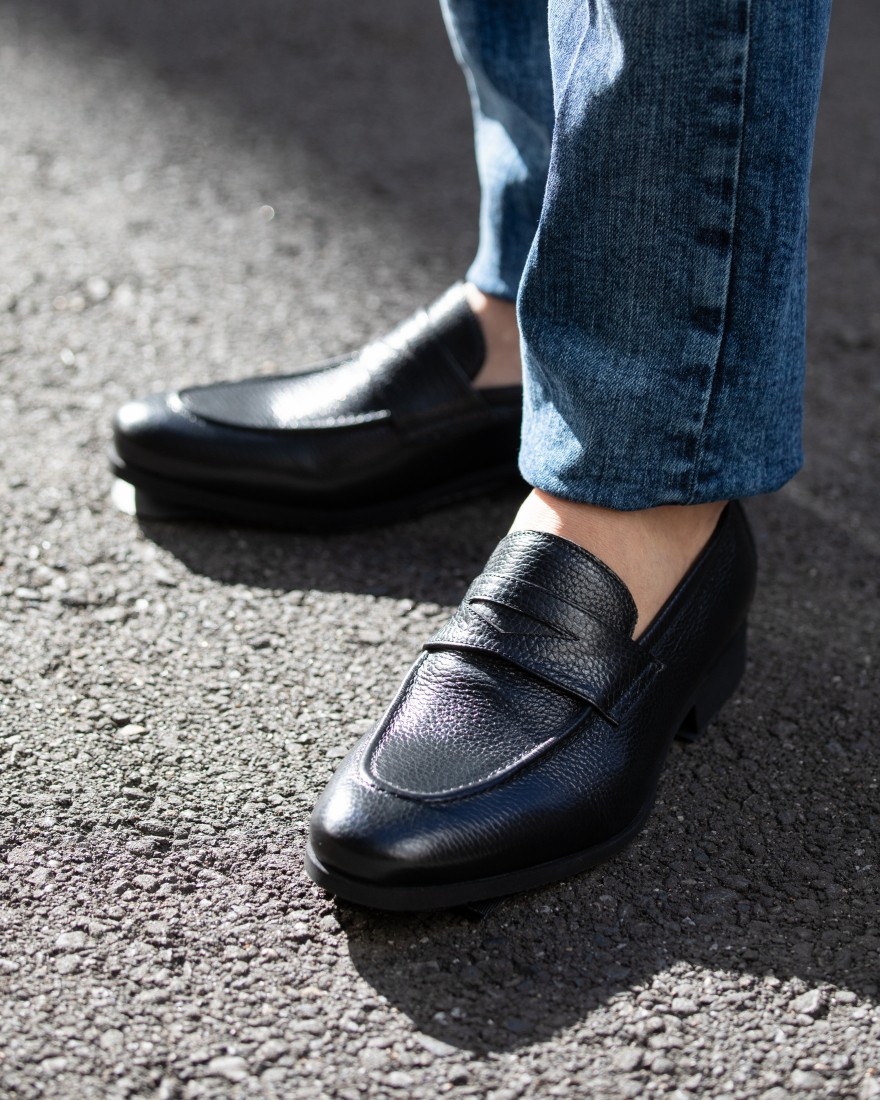 シボ革コインローファー【ISEO/ラバーソール】｜FERRANTE（フェランテ