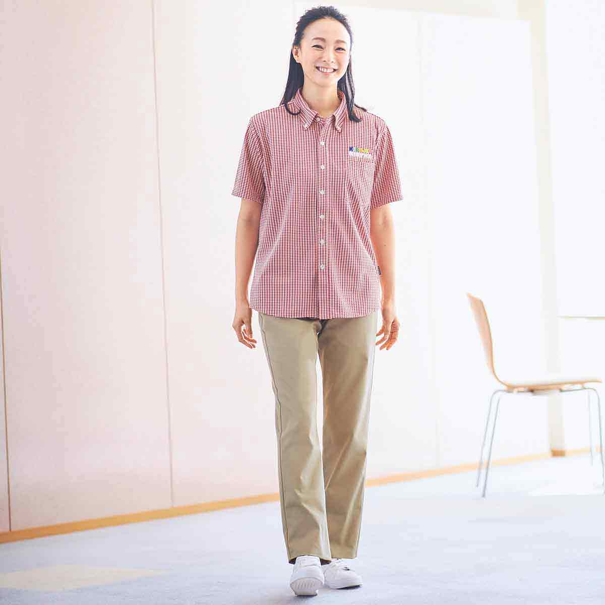 品番： CR580 】 レディース チノパンツ 介護士 ウエスト両脇ゴム 股下