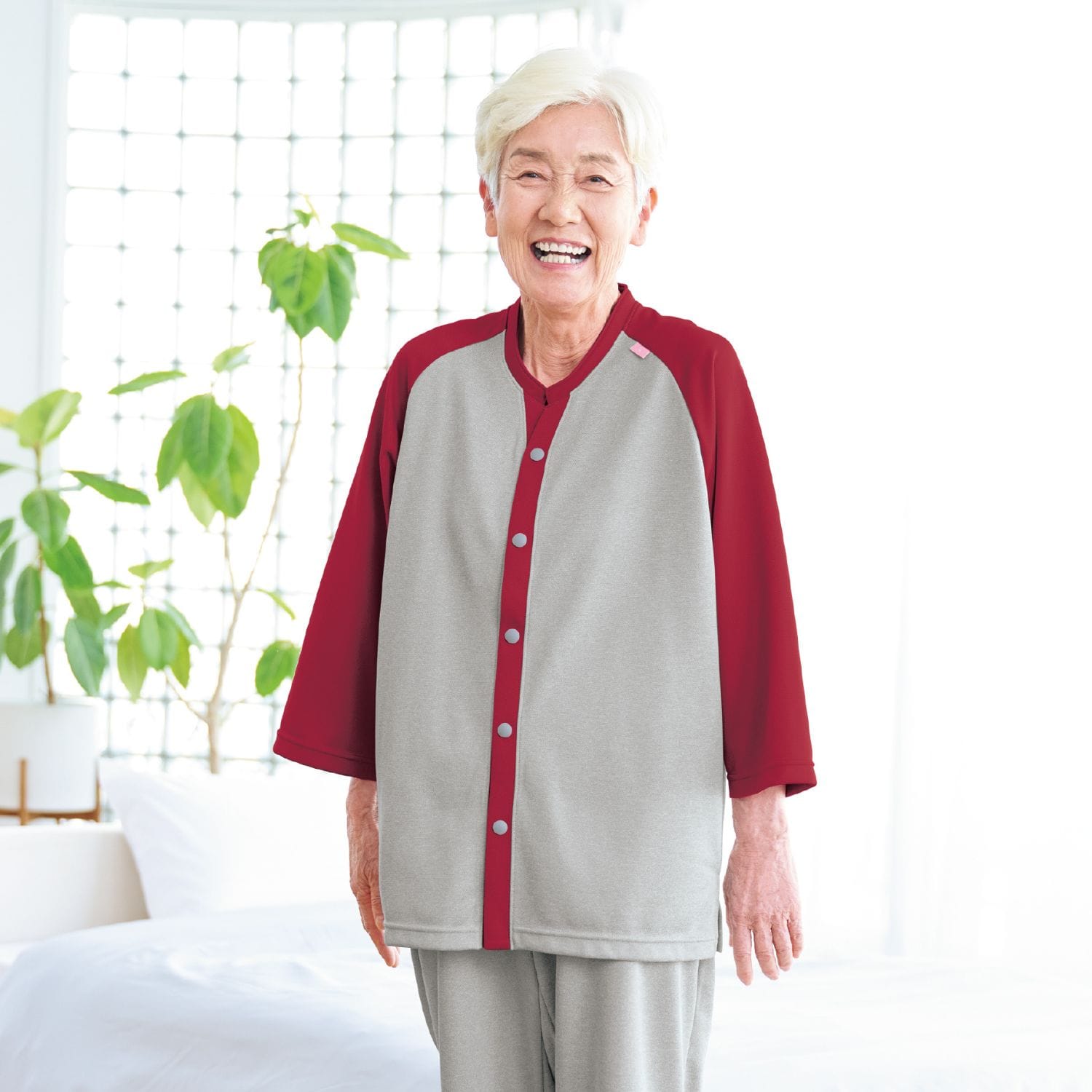 キラク入院用パジャマ・リハビリに最適 前開きやわらかニットシャツ