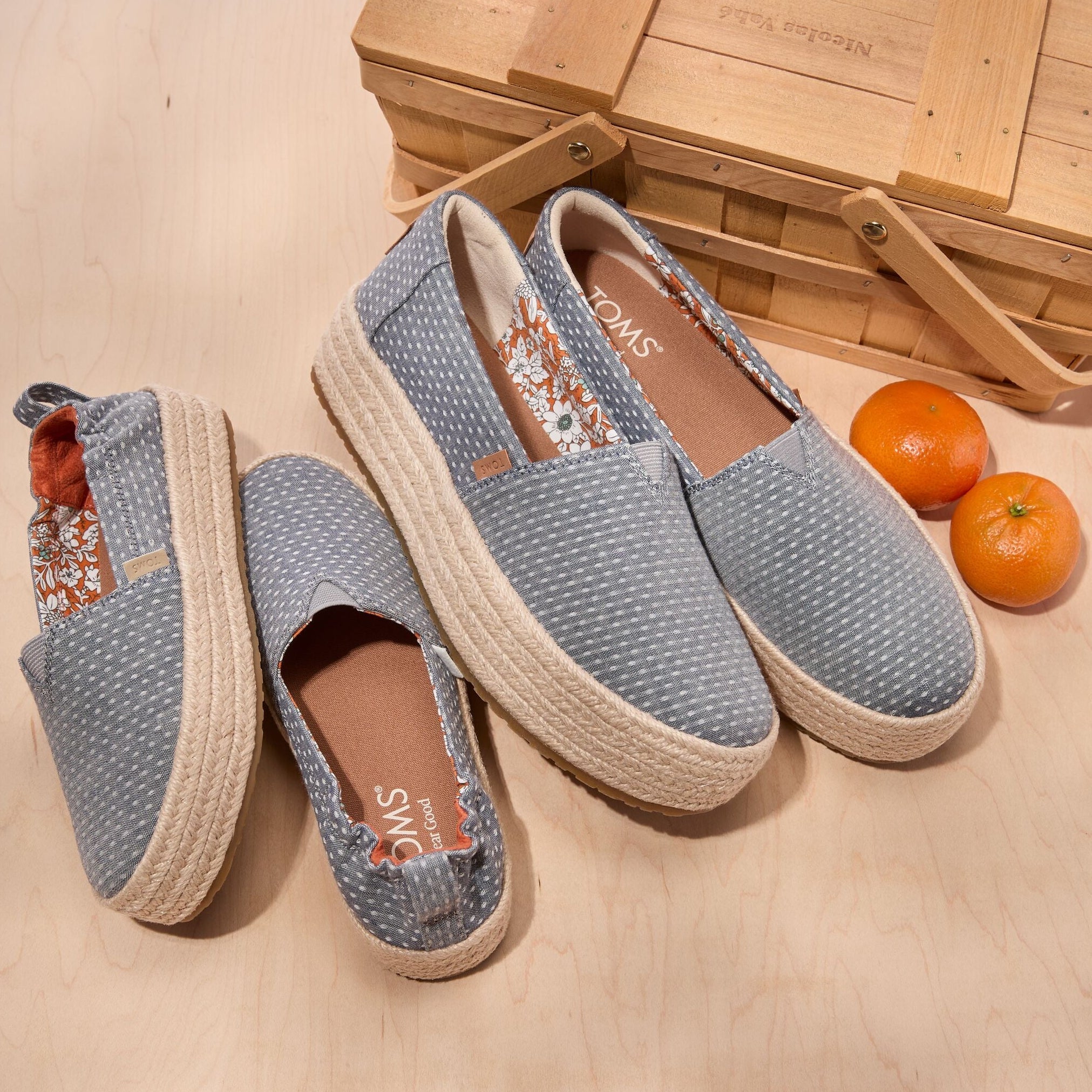 Womens Valencia Platform Espadrille Niagara Mist Chambray Dot
