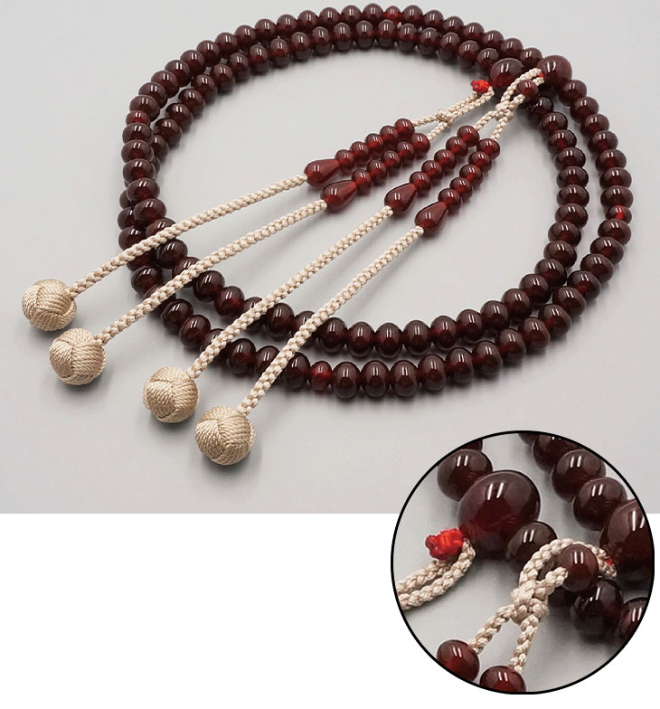 振分尺三（瑪瑙ミカン玉共仕立）［真言宗］《桐箱入》【京都数珠 仏具】