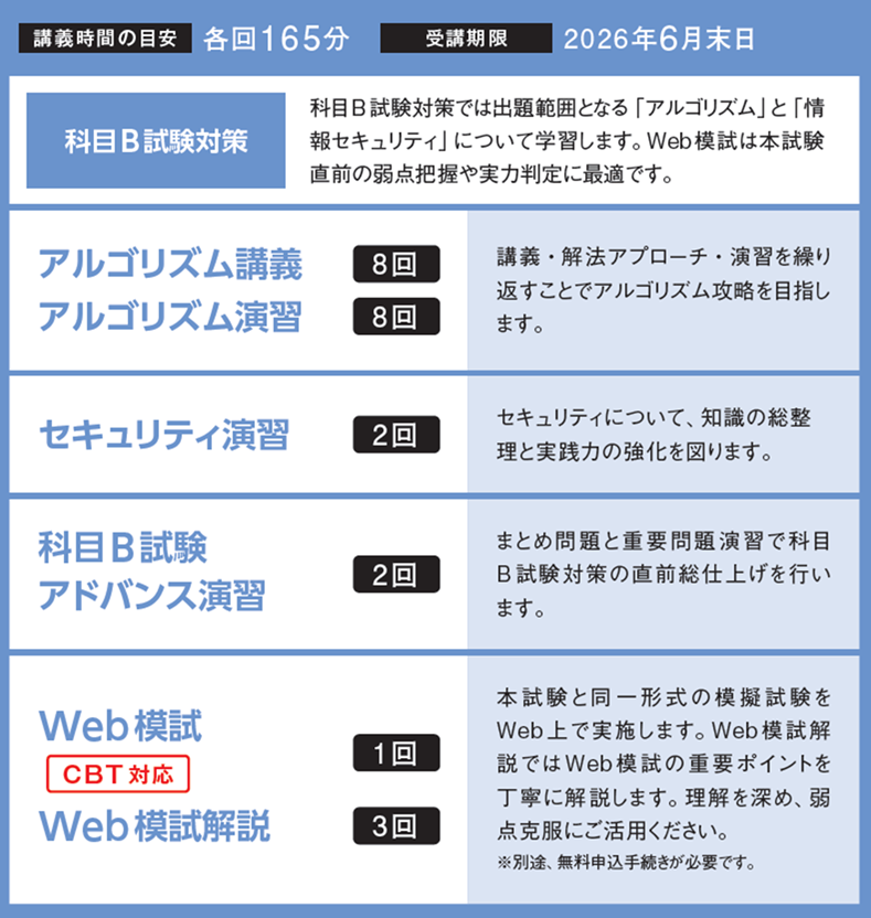 基本情報技術者 科目Bマスターコース│2026年春期合格目標│情報処理