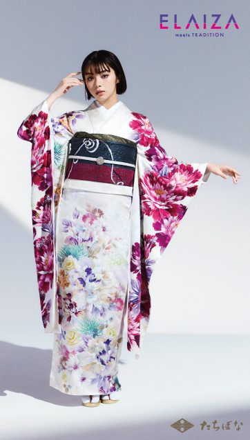 池田エライザ着用の成人式振袖-白｜成人式の新作振袖ご紹介 El-718