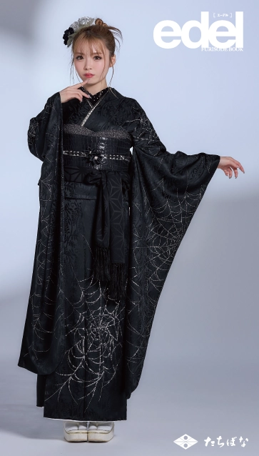 Edel×ゆい小池（ゆいちゃみ）”の振袖-黒｜成人記念の新作振袖ご紹介 E-603