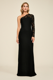 Tertia One-Shoulder Crepe Gown | Tadashi Shoji