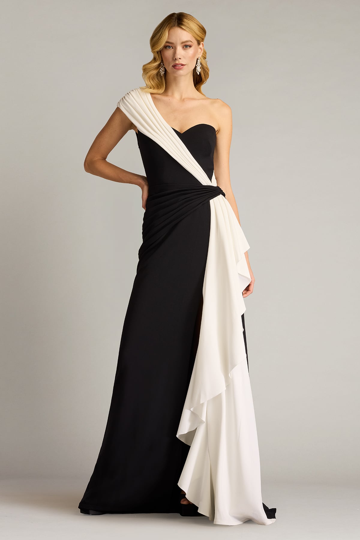 Lune Waterfall Sash Gown | Tadashi Shoji