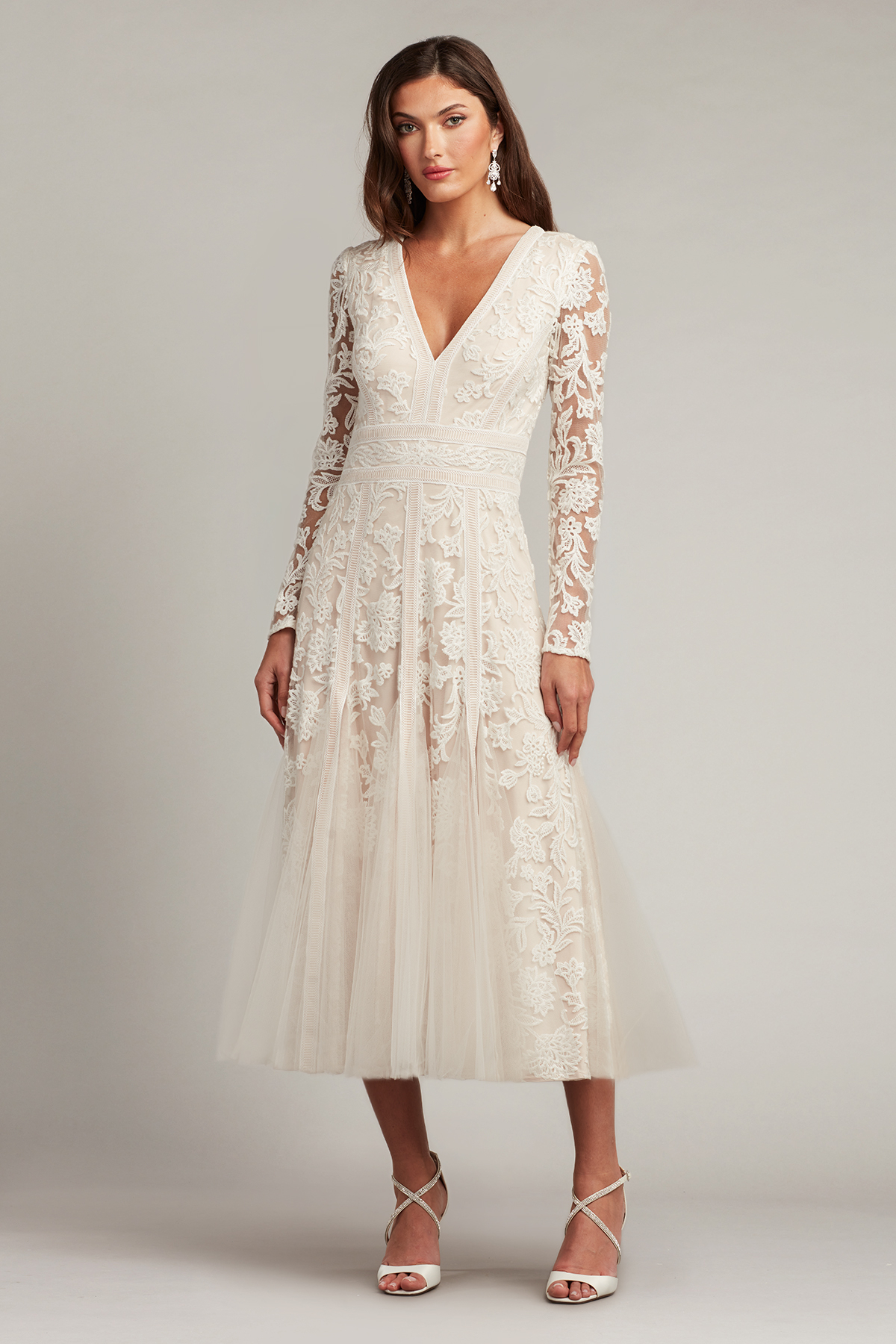 Rafferty Embroidered Tulle Midi Dress | Tadashi Shoji